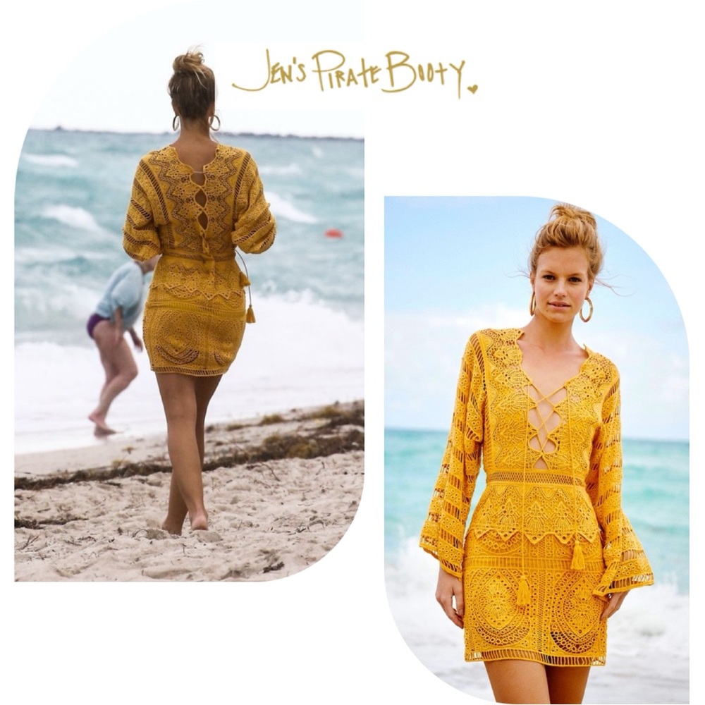 🆕HTF Jen’s Pirate Booty x Free People ‘Isabella’ Crochet Mini Dres